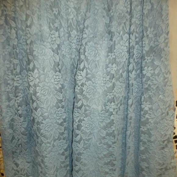 Easter Sale Simply Liliana Lace Dress Sz 12 Blue Sleeveless Fit Flare Satin Tie - Picture 2 of 9